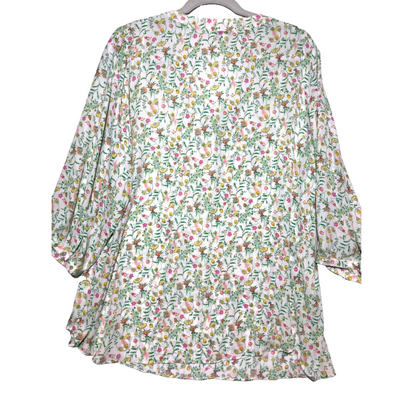 Rose + Olive Women's Tunic Blouse Plus 1X Floral Ditsy Boho Chiffon capsule work - Picture 6 of 8